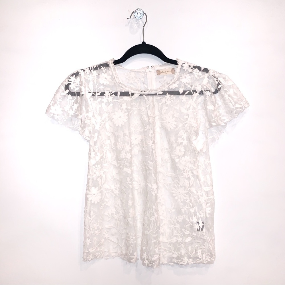 Altar’d State | Lace Sheer Short Sleeve Blouse